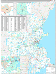Boston-Cambridge-Newton Metro Area Wall Map Premium Style 2024